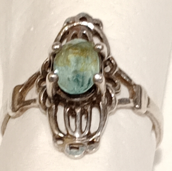 Vintage Art Nouveau/Art Deco Style Sterling Gemstone Ring - Picture 12 of 15